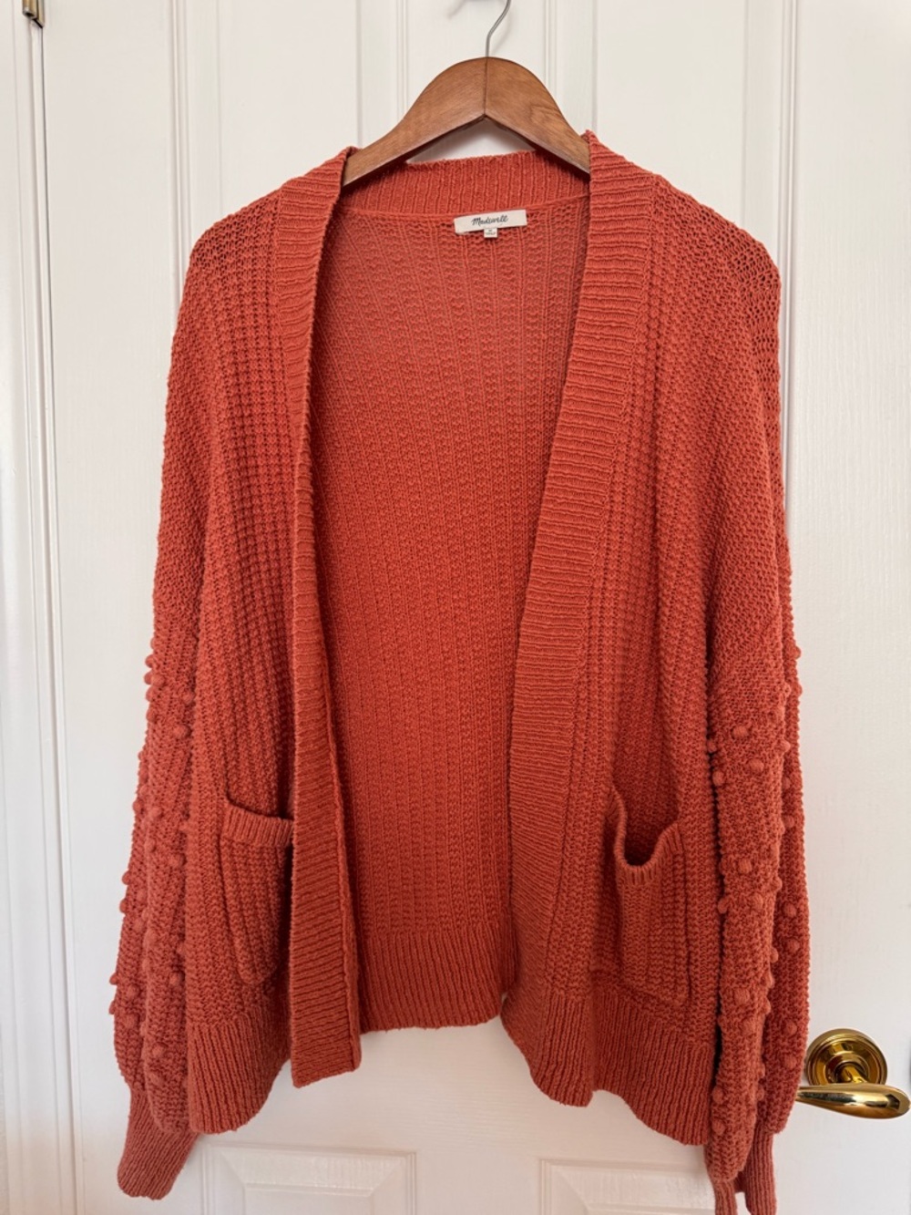 Madewell Rust Orange Chunky Open-Front Knit Cardigan